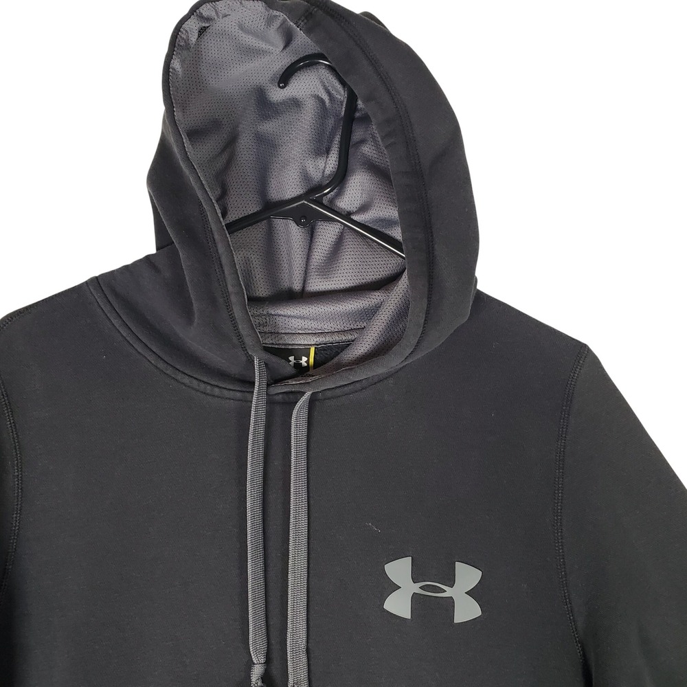 Under Armour Womens Rival Fleece Pullover Hoodie Black Small Loose Fit Logo